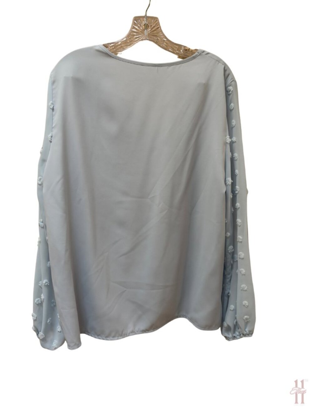 Shein Light Blue Polka Dot Sleeved Long Sleeve Top - Misses XL